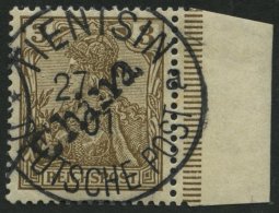 DP CHINA 8 O, 1901, 3 Pf. Handstempelaufdruck, Stempel TIENTSIN 27.1.01 (Sorte II), Rechtes Randstück, Kabinett, Fo - China (oficinas)