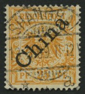 DP CHINA 5Ia O, 1898, 25 Pf. Gelblichorange Diagonaler Aufdruck, Zentrischer Schweizer Stempel SHANGHAI A, Kleine Sch&uu - Deutsche Post In China