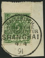 DP CHINA V 46c BrfStk, 1891, 5 Pf. Opalgrün, Oben Mit Steg, Stempel KDPAG SHANGHAI, Prachtbriefstück - China (oficinas)