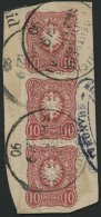 DP CHINA V 41b BrfStk, 1890, 10 Pf. Lebhaftrotkarmin Im Senkrechten Dreierstreifen, Stempel KDPAG SHANGHAI, Prachtbriefs - Chine (bureaux)