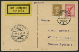 ERST-UND ERÖFFNUNGSFLÜGE 28.32.08 BRIEF, 22.5.1928, Konstanz-Wien, Prachtkarte - Zeppeline