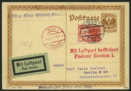 ERST-UND ERÖFFNUNGSFLÜGE 27.17.09 BRIEF, 21.4.1927, Wien-Breslau, Prachtkarte - Zeppelins