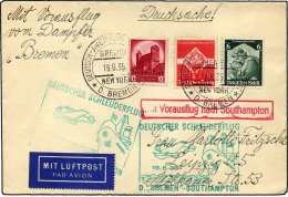 KATAPULTPOST 194c BRIEF, 19.6.1935, Bremen - Southampton, Deutsche Seepostaufgabe, Drucksache, Pracht - Briefe U. Dokumente