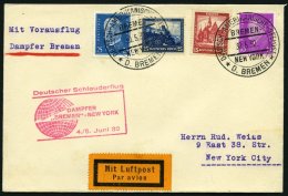 KATAPULTPOST 83b BRIEF, 5.6.1932, &quot,Bremen&quot, - New York, Seepostaufgabe, Frankiert U.a. Mit Mi.Nr. 461, - Briefe U. Dokumente