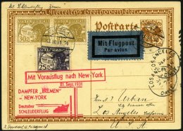 KATAPULTPOST 72Au BRIEF, Österreich: 21.9.1931, Bremen - New York, Auf 10 Gr. Ganzsachenkarte, Karte Feinst, RR!, N - Briefe U. Dokumente