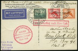 KATAPULTPOST 41b BRIEF, 16.5.1931, &quot,Europa&quot, - New York, Seepostaufgabe, Auf Ansichtskarte Von Der Euro - Covers & Documents