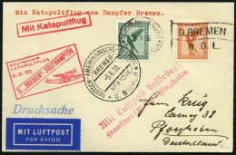 KATAPULTPOST 21c BRIEF, 6.8.1930, &quot,Bremen&quot, - Southampton, Deutsche Seepostaufgabe, Drucksache, Prachtb - Briefe U. Dokumente