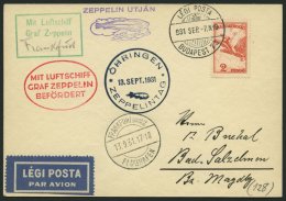 ZULEITUNGSPOST 128A BRIEF, Ungarn: 1931, Fahrt Öhringen-Frankfurt, Prachtkarte - Zeppeline