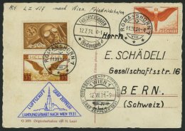 ZULEITUNGSPOST 116 BRIEF, Schweiz: 1931, Fahrt Nach Wien, Prachtkarte - Zeppeline