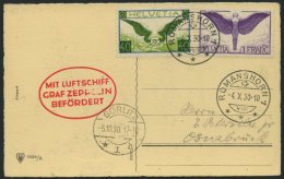 ZULEITUNGSPOST 91Ba BRIEF, Schweiz: 1930, Fahrt Nach Görlitz, Prachtkarte - Luft- Und Zeppelinpost