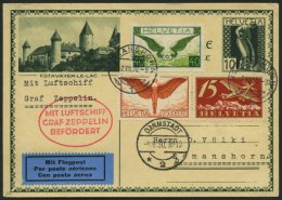 ZULEITUNGSPOST 76 BRIEF, Schweiz: 1930, Fahrt Nach Darmstadt, Karte Feinst - Correo Aéreo & Zeppelin