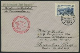 ZULEITUNGSPOST 57C BRIEF, Schweiz: 1930, Südamerikafahrt, Bis Pernambuco, Prachtbrief - Zeppelines