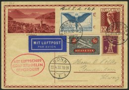 ZULEITUNGSPOST 54 BRIEF, Schweiz: 1930, Landungsfahrt Nach Bonn, Prachtkarte - Luft- Und Zeppelinpost