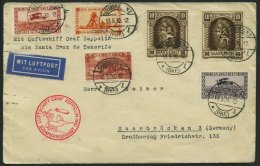 ZULEITUNGSPOST 57J BRIEF, Saargebiet: 1930, 1. Südamerikafahrt, Bis Praia, Frankiert U.a. Mit 2x Mi.Nr. 103, Brief - Luft- Und Zeppelinpost