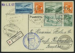 ZULEITUNGSPOST 202 BRIEF, Rumänien: 1933, 1. Südamerikafahrt, Anschlussflug Ab Berlin, Einschreibkarte, Pracht - Zeppelines
