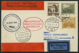 ZULEITUNGSPOST 128A BRIEF, Österreich: 1931, Fahrt Öhringen-Frankfurt Am Main, Prachtkarte - Zeppeline