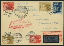 ZULEITUNGSPOST 101 BRIEF, Österreich: 1931, Ungarnfahrt, Prachtkarte - Zeppeline