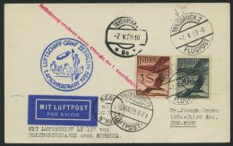 ZULEITUNGSPOST 26 BRIEF, Österreich: 1929, 1. Amerikafahrt, Mit Verzögerungsstempel, Prachtkarte - Zeppeline