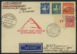 ZULEITUNGSPOST 104 BRIEF, Niederlande: 1931, Ägyptenfahrt, Frankiert U.a. Mit Mi.Nr. 110 Mit Nähmaschinendurch - Zeppeline
