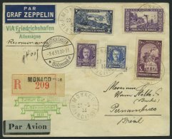 ZULEITUNGSPOST 214 BRIEF, Monaco: 1933, 2. Südamerikafahrt, Einschreibbrief, Pracht - Zeppeline