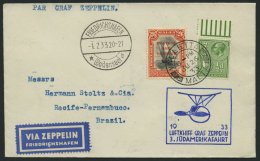 ZULEITUNGSPOST 219 BRIEF, Malta: 1933, 3. Südamerikafahrt, Prachtbrief - Zeppelines