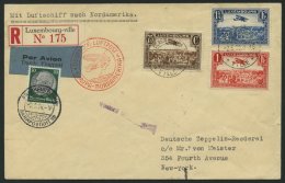 ZULEITUNGSPOST 406D BRIEF, Luxemburg: 1936, 1. Nordamerikafahrt, Auflieferung Frankfurt, Bedarfs-Einschreibbrief (rechts - Zeppeline