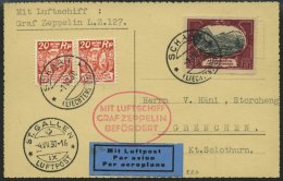 ZULEITUNGSPOST 71A BRIEF, Liechtenstein: 1930, Schweizfahrt, Abwurf St. Gallen, Frankiert Mit Mi.Nr. 60, Prachtkarte, R! - Luft- Und Zeppelinpost