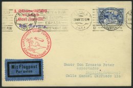 ZULEITUNGSPOST 57A BRIEF, Liechtenstein: 1930, Südamerikafahrt, Bis Sevilla, Mit Einzelfrankatur Mi.Nr. 71, Prachtk - Zeppeline