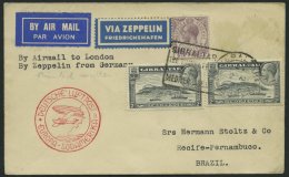 ZULEITUNGSPOST 290Bb BRIEF, Gibraltar: 1935, 1. Südamerikafahrt, Nachbringeflug Ab Berlin, Prachtbrief - Luft- Und Zeppelinpost