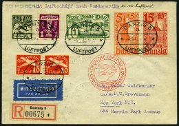 ZULEITUNGSPOST 406D BRIEF, Danzig: 1936, 1. Nordamerikafahrt, Auflieferung Fr`hafen, Einschreibbrief, Pracht - Zeppelines