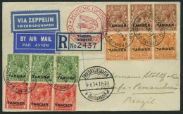 ZULEITUNGSPOST 250 BRIEF, Britische Post In Marokko (Tanger): 1934, 2. Südamerikafahrt, Einschreibbrief, Pracht - Zeppeline
