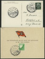 ZEPPELINPOST 0462I BRIEF, 1939, Fahrt Nach Eger, Luftschiff-Ansichtskarte Und Erinnerungskarte, 2 Prachtbelege - Luft- Und Zeppelinpost