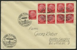 ZEPPELINPOST 0460I BRIEF, 1939, Fahrt Nach Kassel, Postsonderstempel Auf Brief Mit 9x 12 Pf. Hindenburg Und Auf Karte Mi - Luft- Und Zeppelinpost