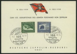 ZEPPELINPOST 0455VIIIA BRIEF, 1938, Gedenkblatt Mit Sonderstempel Frankfurt, Prachtkarte - Zeppeline