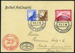 ZEPPELINPOST 260Ab BRIEF, 1934, 4. Südamerikafahrt, Beide Stempel, Prachtkarte - Zeppelines