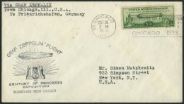 ZEPPELINPOST 244C BRIEF, 1933, Chicagofahrt, US-Post, Chicago-Fr`hafen, Prachtbrief - Zeppelines