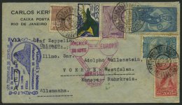 ZEPPELINPOST 239B,Eb BRIEF, 1933, Chicagofahrt, Brasil-Post, Mit 2 Verschiedenen Sonderbestätigungsstempeln, Pracht - Luft- Und Zeppelinpost