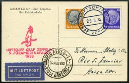 ZEPPELINPOST 226Ab BRIEF, 1933, 5. Südamerikafahrt, Bordpost Hinfahrt, Prachtkarte - Zeppeline