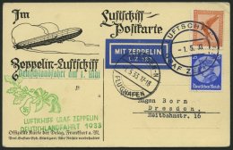 ZEPPELINPOST 201Ab BRIEF, 1933, Deutschlandfahrt, Bordpost, Prachtkarte - Zeppeline