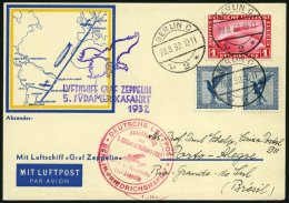 ZEPPELINPOST 171B BRIEF, 1932, 5. Südamerikafahrt, Anschlußflug Ab Berlin, Prachtkarte - Zeppeline