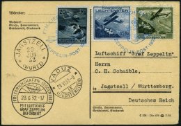 ZEPPELINPOST 167II BRIEF, 1932, Schweizfahrt, Auflieferung Vaduz, Rückseitig Mit Violettem Nebenstempel Währen - Zeppeline