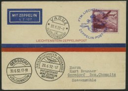 ZEPPELINPOST 167I BRIEF, 1932, 250.Fahrt, Liechtenstein-Post, Sonderkarte Des Postmuseums, Ecken Minimal Angestoße - Luft- Und Zeppelinpost