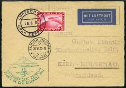 ZEPPELINPOST 166b BRIEF, 1932, Schweizfahrt, Abwurf Zürich, Bordpost, Karte Feinst (Marke Etwas Fleckig) - Zeppeline