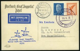 ZEPPELINPOST 164Ab BRIEF, 1932, Fahrt In Die Niederlande, Abgabe Enschede, Bordpost, Prachtkarte - Zeppeline