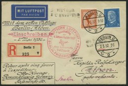 ZEPPELINPOST 157B BRIEF, 1932, 4. Südamerikafahrt, Anschlußflug Berlin, Erstflug Berlin-Athen, L2 Retour-Stem - Luft- Und Zeppelinpost