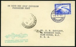 ZEPPELINPOST 133Ab BRIEF, 1931, 3. Südamerikafahrt, Bordpost Der Hinfahrt, Prachtkarte - Zeppeline