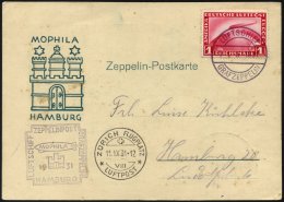 ZEPPELINPOST 127B BRIEF, 1931, Zürichfahrt, Bordpost Mit Zusatzstempel In Type I Auf Sonderkarte Der Mophila Hambur - Zeppelines