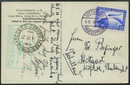 ZEPPELINPOST 124Cb BRIEF, 1931, 1. Südamerikafahrt, Bis Rio De Janeiro, Bordpost, Frankiert Mit Mi.Nr. 423, Prachtk - Luft- Und Zeppelinpost