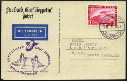 ZEPPELINPOST 122Ab BRIEF, 1931, Englandfahrt, Bordpost, Frankiert Mit 1 RM, Prachtkarte - Zeppeline