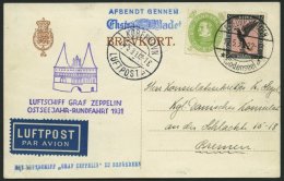 ZEPPELINPOST 108D BRIEF, 1931, Ostseejahr-Rundfahrt, Auflieferung Kopenhagen, Prachtkarte Mit Dänischer Frankatur, - Correo Aéreo & Zeppelin